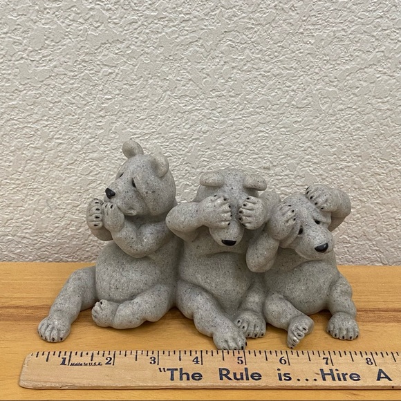 Quarry Critters UH OH Second Nature Design Bears See Hear Speak No Evil Figurine - Picture 6 of 13